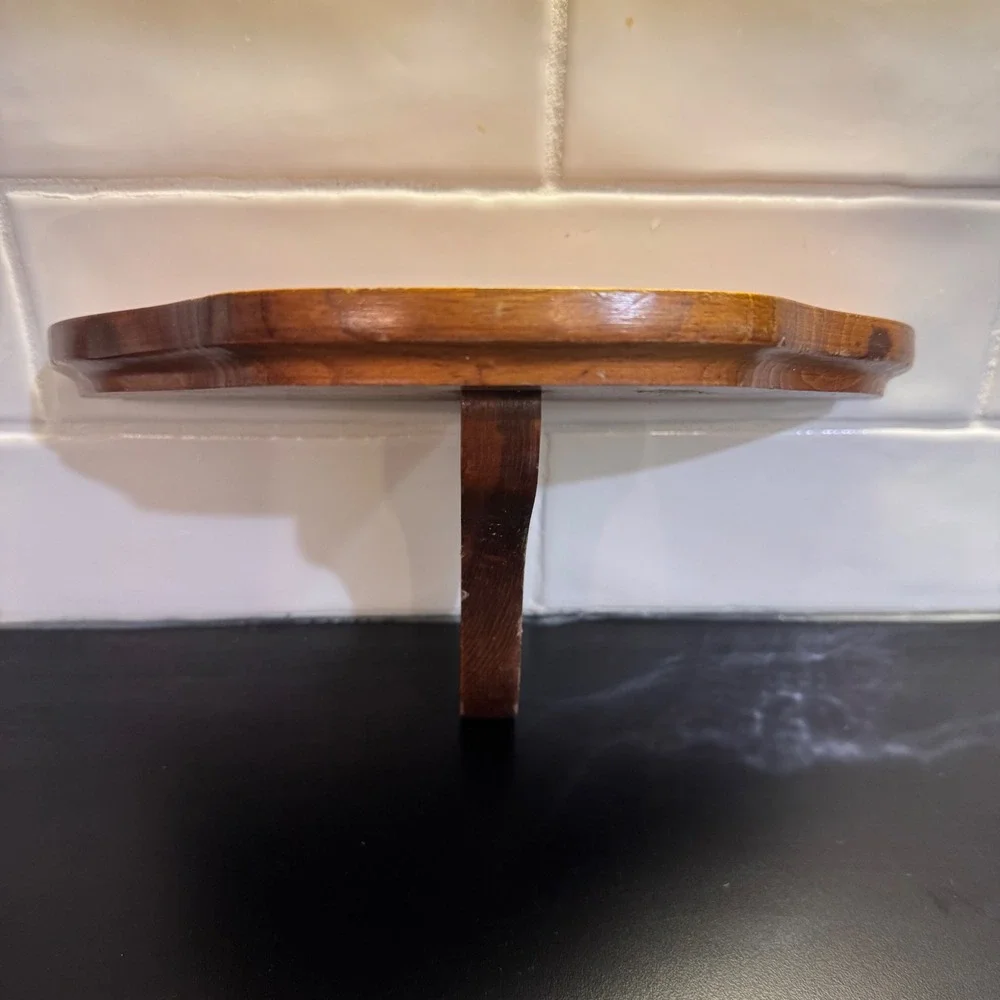 Vintage Floating Wall Shelf Home Decor 9.5in Brown Wood Scalloped Corbel Ledge